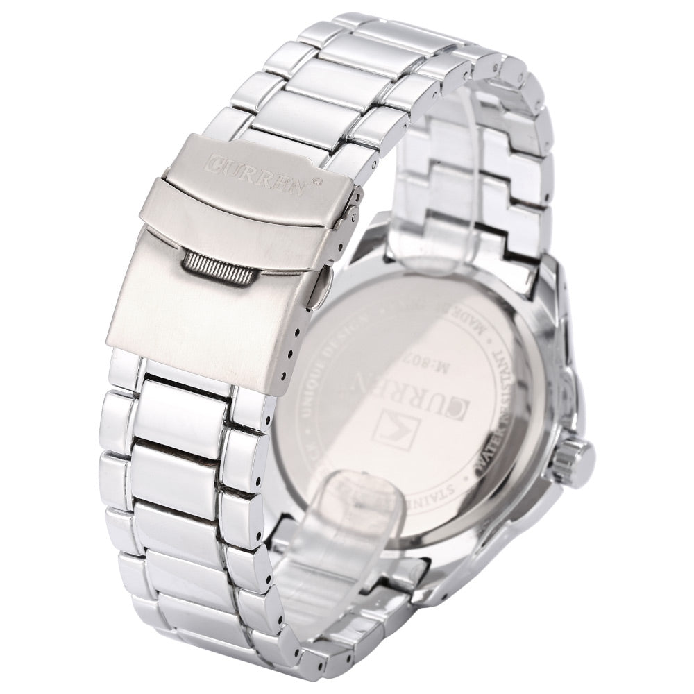 CURREN 8076 Male Quartz Watch Luminous Stainless Steel Band Decorative Sub-dial 3ATM Wristwatch