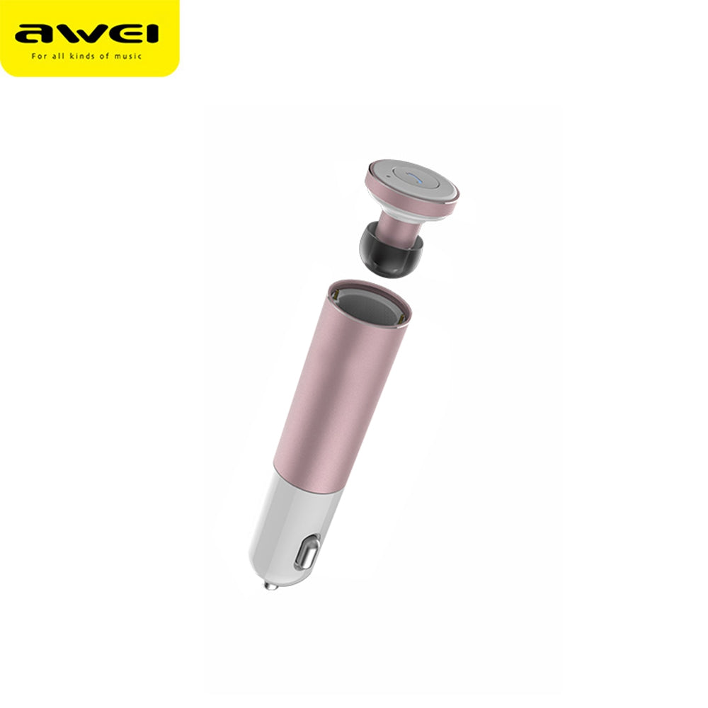 AWEI A870BL Bluetooth V4.1 Hands-free Headset Dual USB Car Charger Earphones