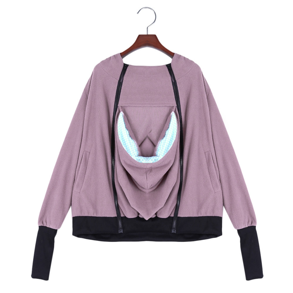 Casual Maternity Kangaroo Multi Functional Hoodie with Babies Carrier for Women