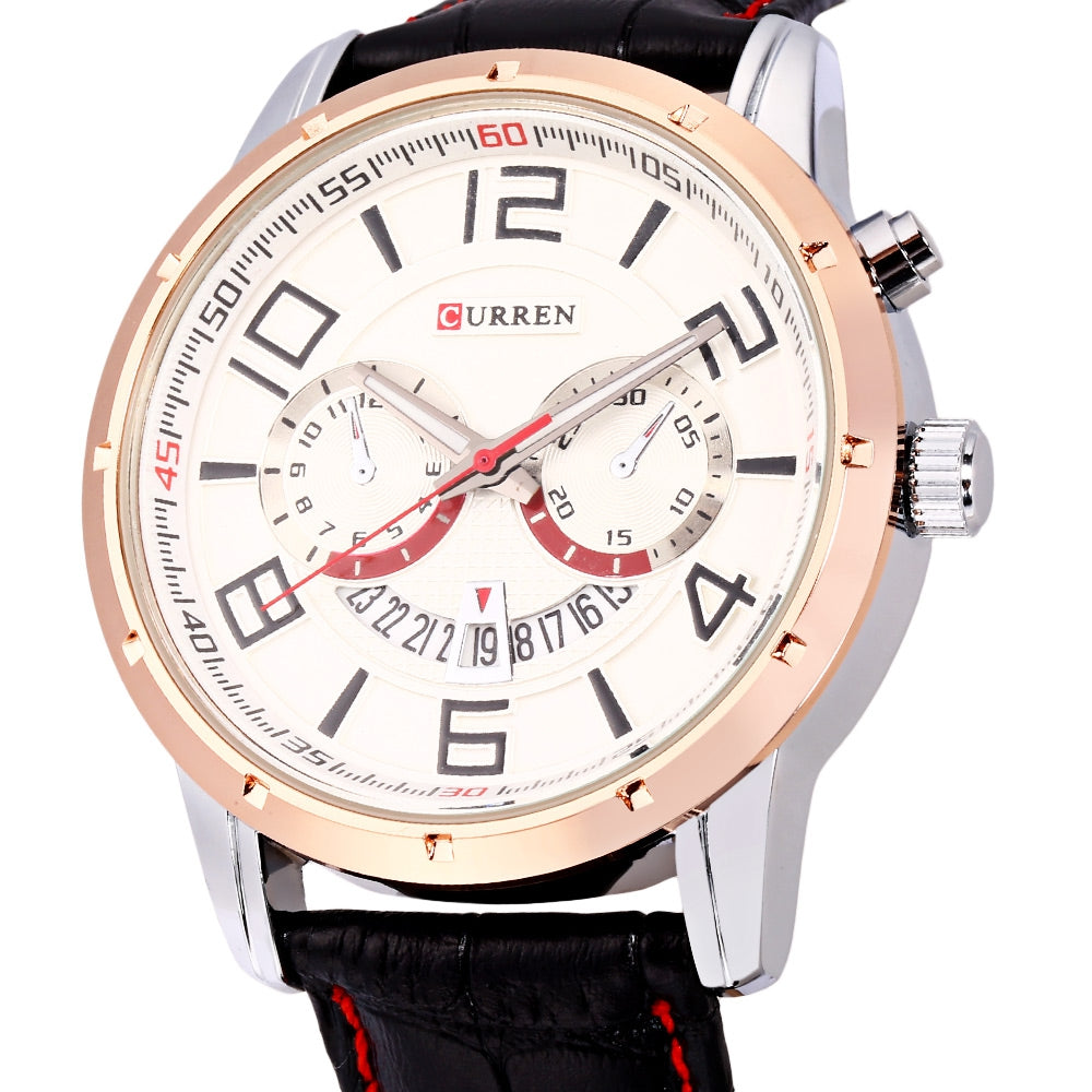 Curren 8140 Male Calendar Quartz Watch Luminous 3ATM Men Wristwatch