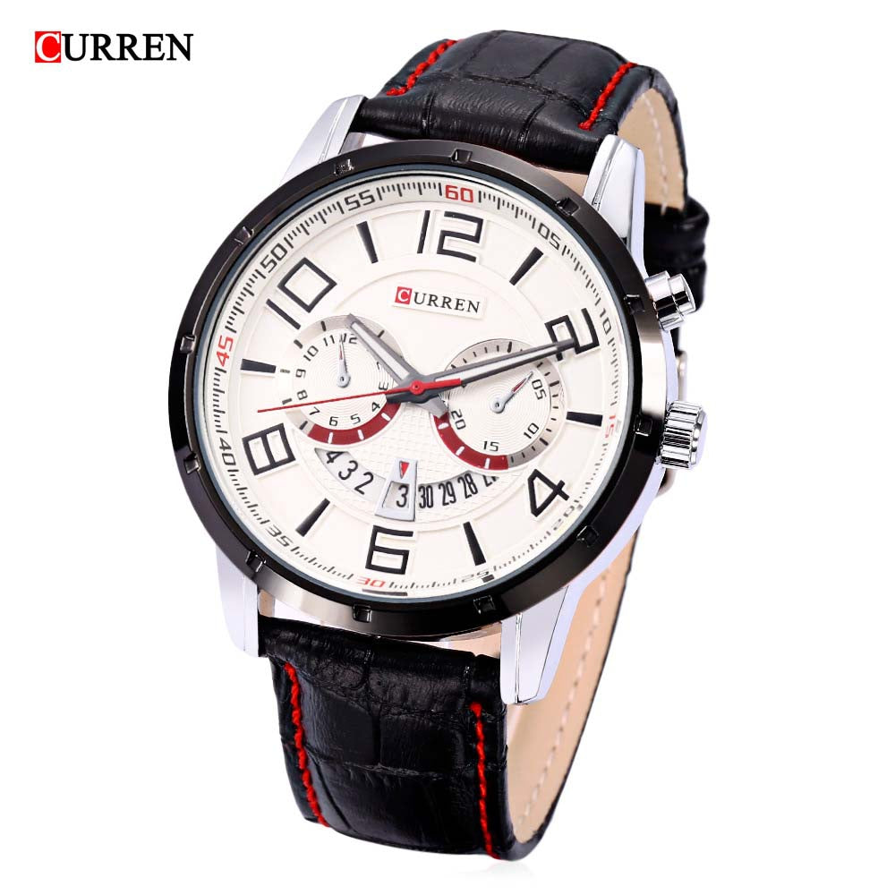 Curren 8140 Male Calendar Quartz Watch Luminous 3ATM Men Wristwatch