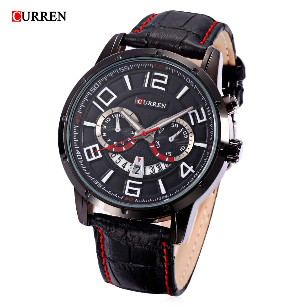 Curren 8140 Male Calendar Quartz Watch Luminous 3ATM Men Wristwatch