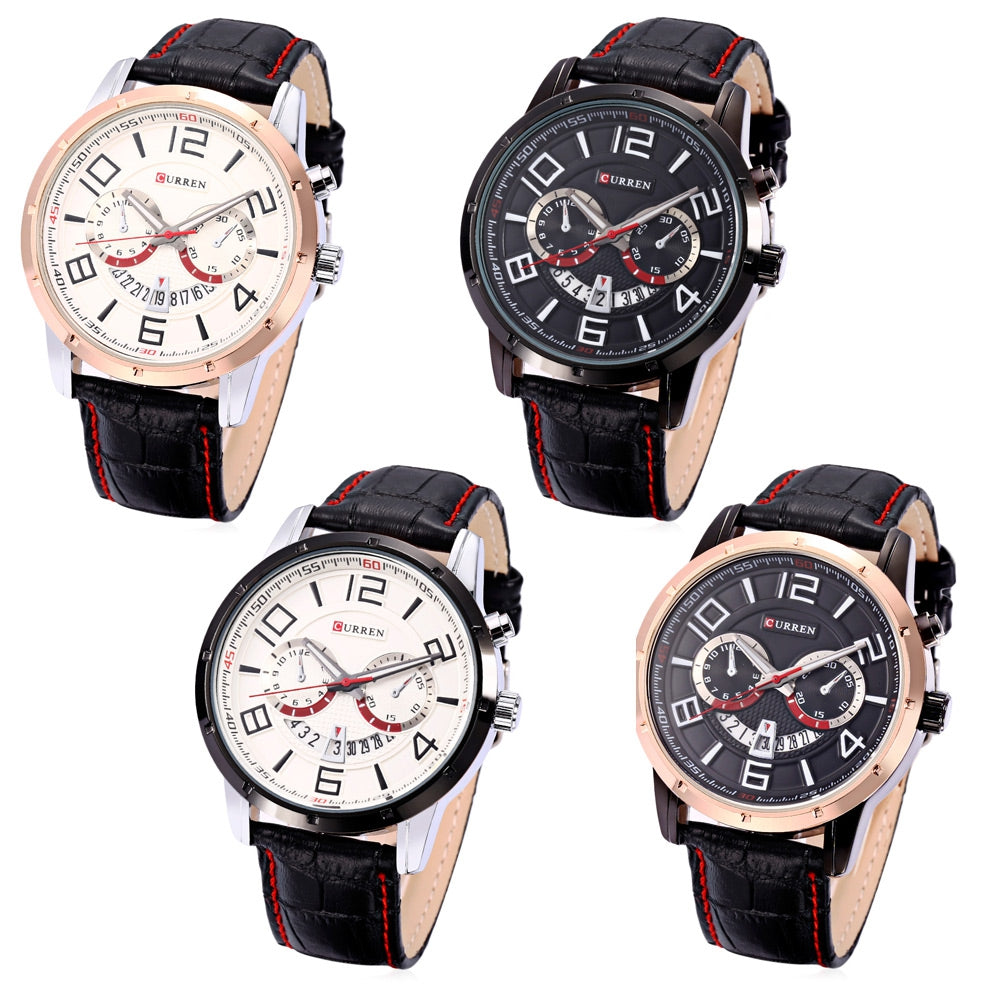 Curren 8140 Male Calendar Quartz Watch Luminous 3ATM Men Wristwatch