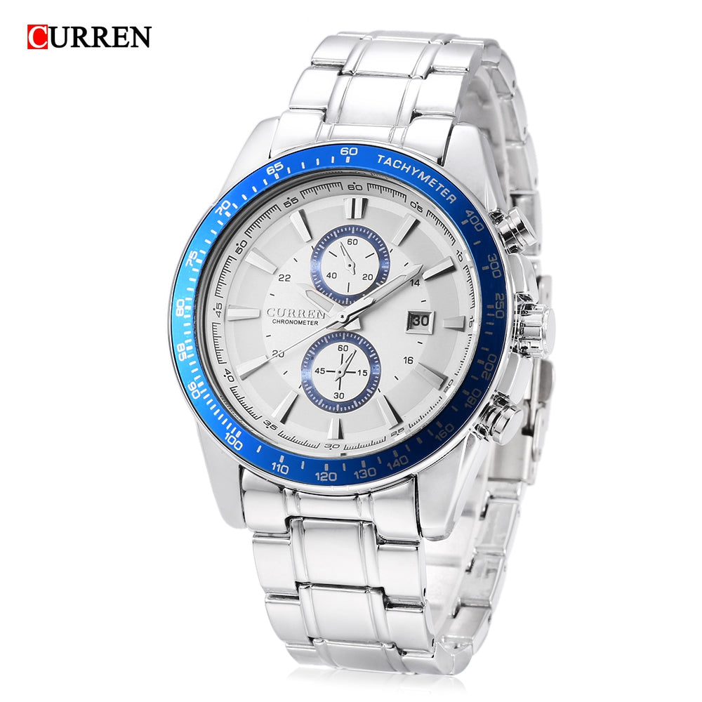 Curren 8010 Male Quartz Watch Luminous Pointer Calendar 3ATM Men Wristwatch