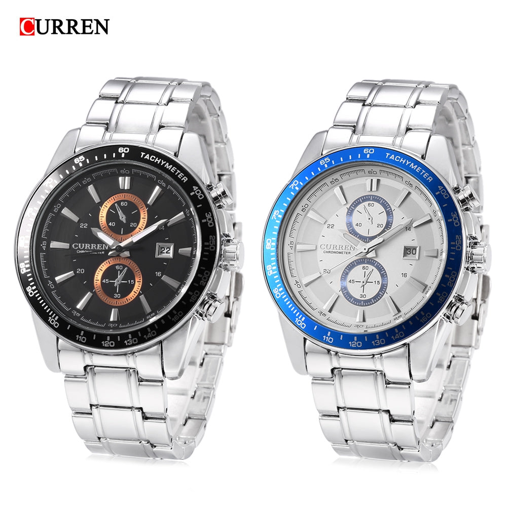 Curren 8010 Male Quartz Watch Luminous Pointer Calendar 3ATM Men Wristwatch