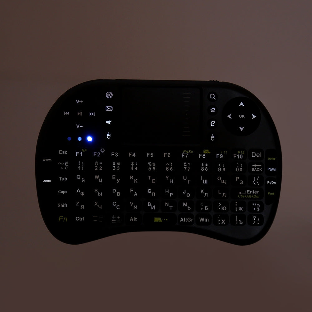 Backlight 92 Keys Mini Wireless Handheld Keyboard Russian Version Touchpad for PC Android