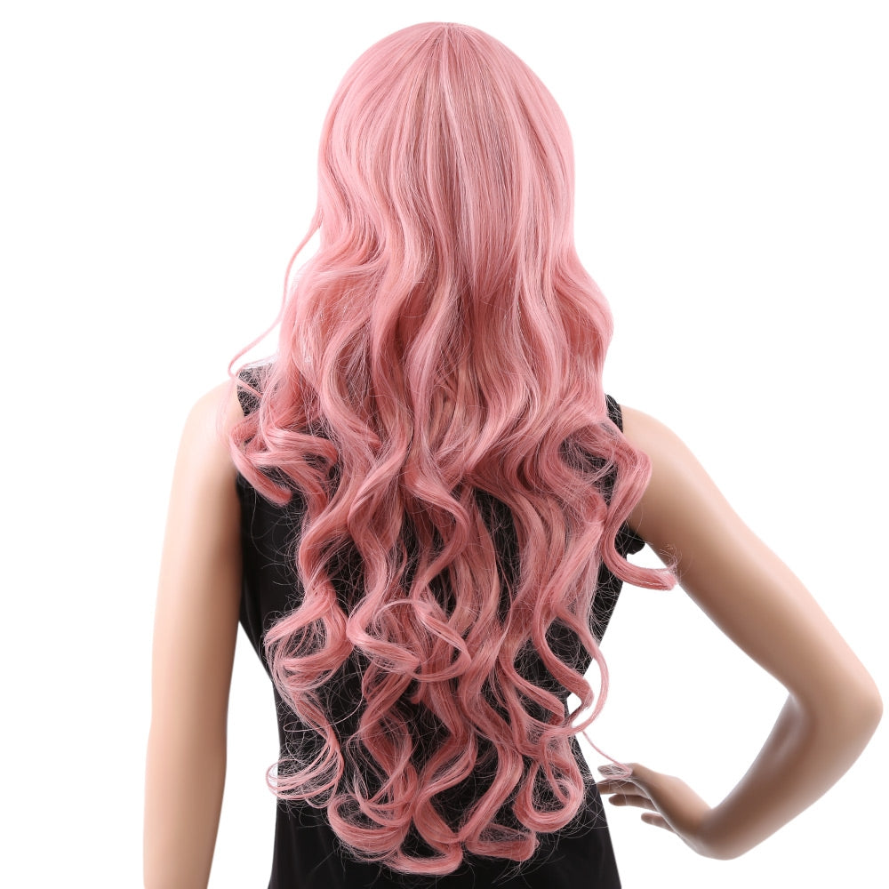 80CM Long Wavy Synthetic Wigs with Bangs Colors Hair for Women