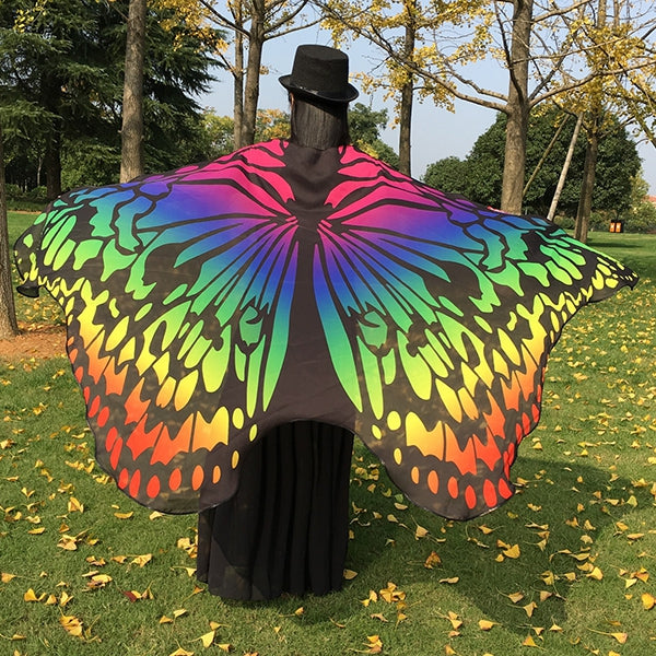 Colorful Ombre Butterfly Wing Chiffon Cape