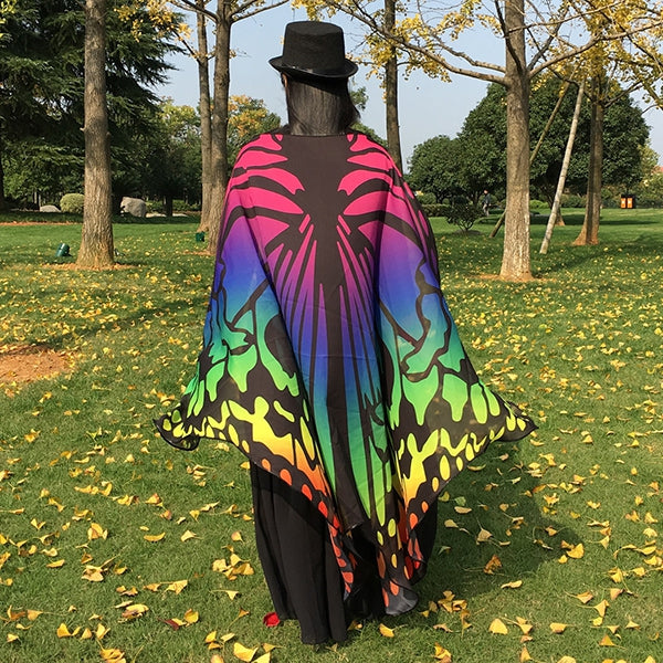 Colorful Ombre Butterfly Wing Chiffon Cape
