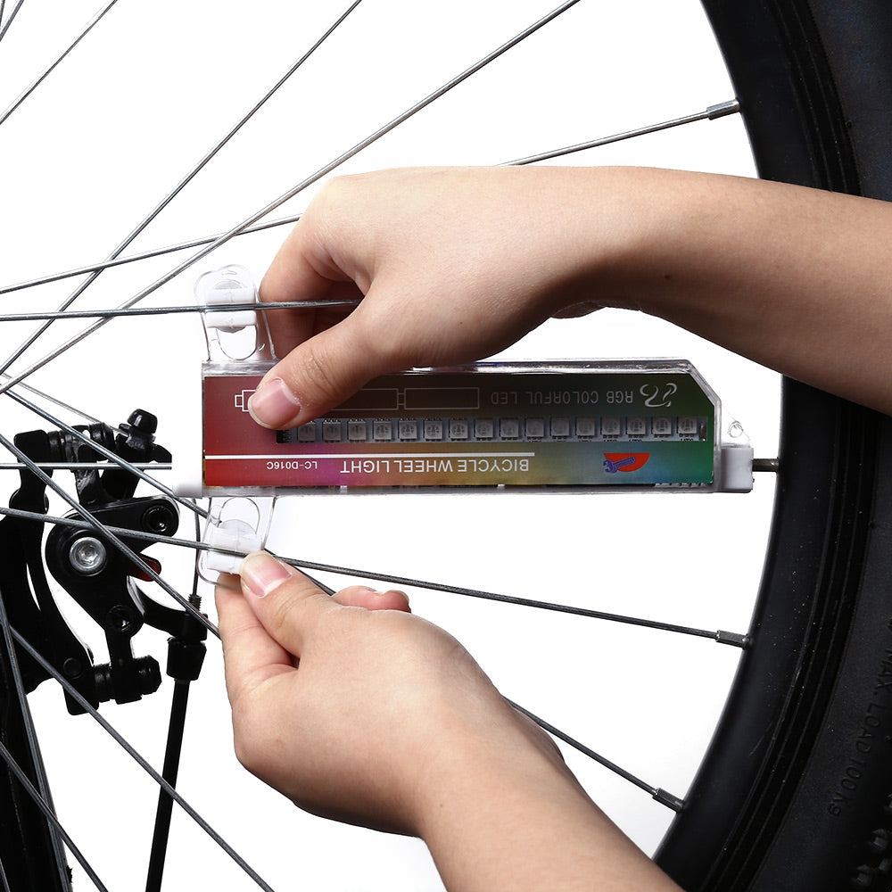 D016C Bicycle Double Display 32 LEDs 20 Pattern Words Wheel Light Spoke Lamp