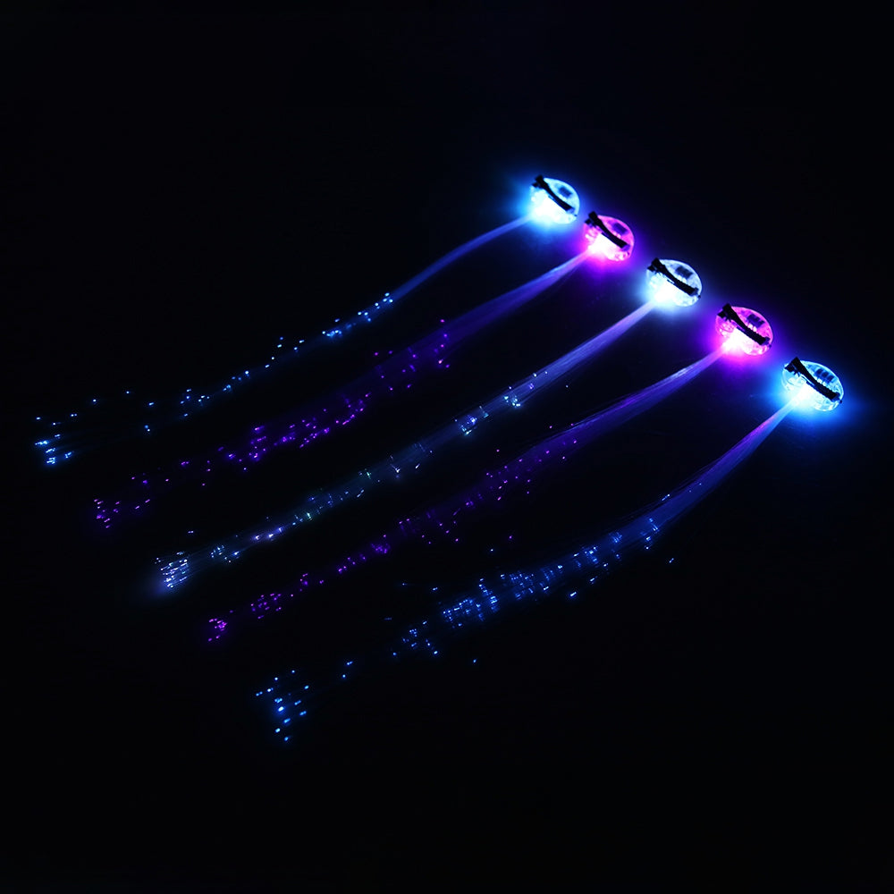 5pcs Colorful LED Luminous Optical Fiber Hair Braid Decoration for Party Stage Performance