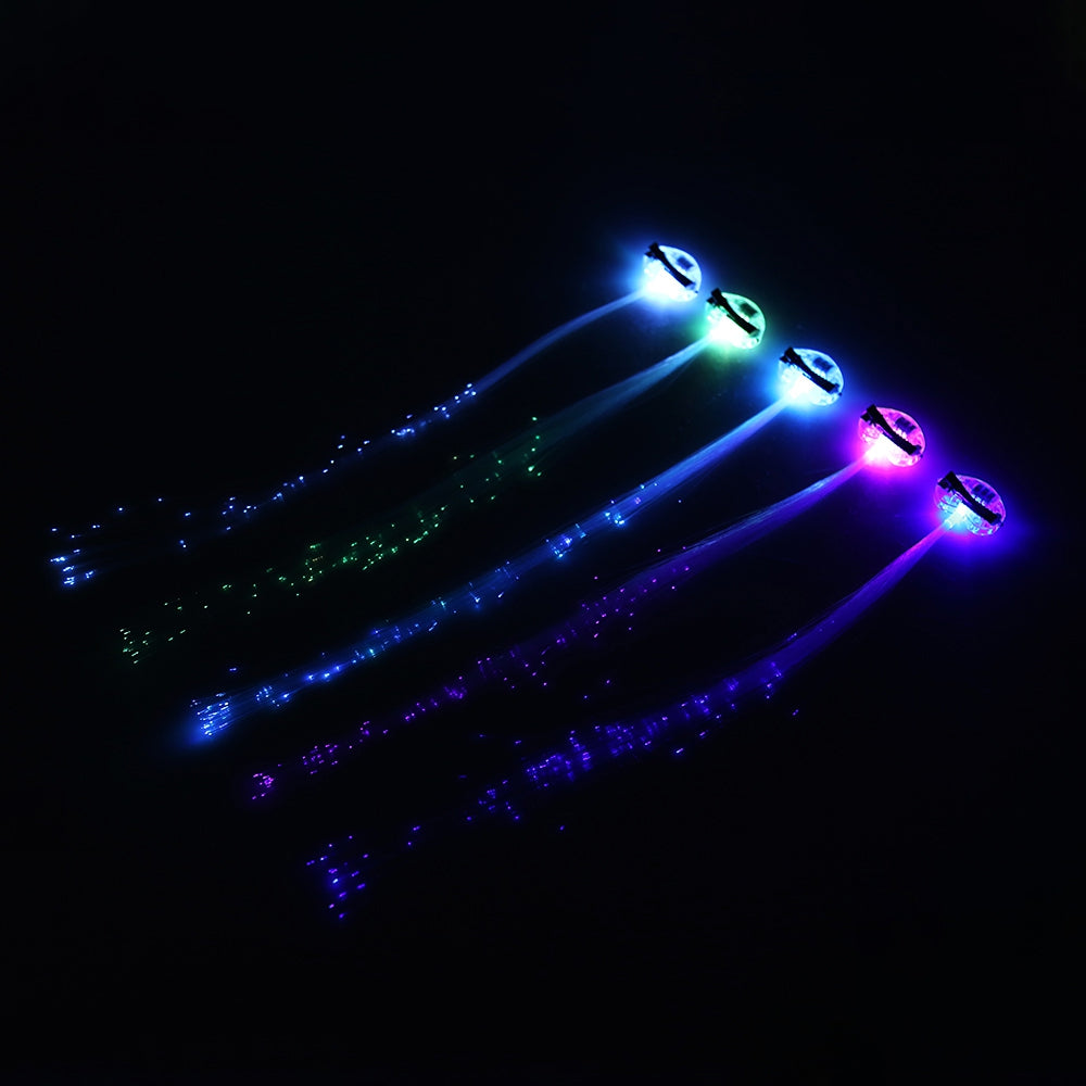 5pcs Colorful LED Luminous Optical Fiber Hair Braid Decoration for Party Stage Performance