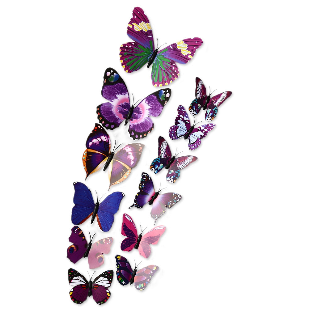 DIY 12pcs 3D Butterfly Wall Decor Stickers for Living Room Bedroom Office Decorations