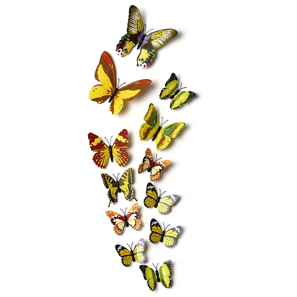 DIY 12pcs 3D Butterfly Wall Decor Stickers for Living Room Bedroom Office Decorations
