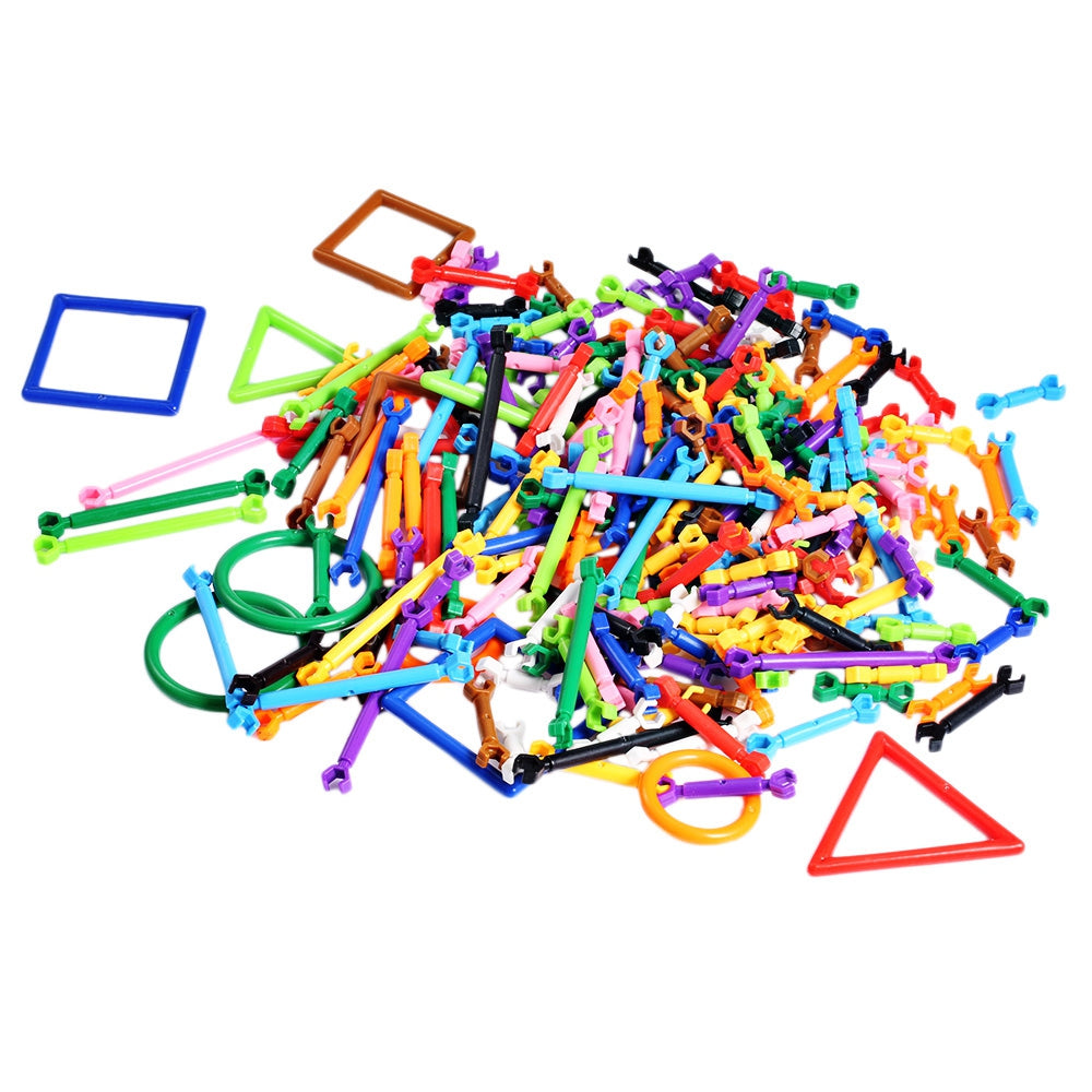 250pcs Kids Building Blocks Sticks Multicolor Plastic Assemble Educational Puzzle Toy