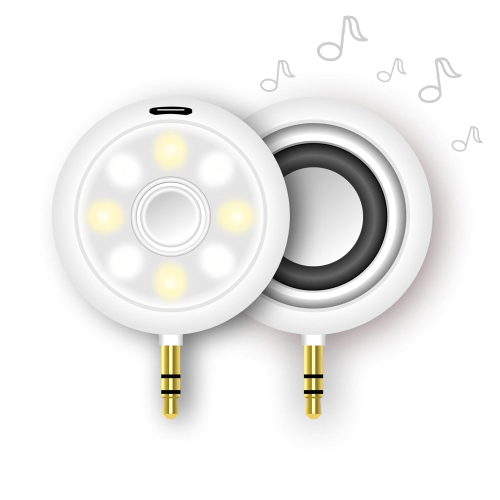 2 in 1 Mini 3.5mm Headphone Jack Audio Speaker 8 LED Selfie Fill-in Light Pocket Spotlight Lamp
