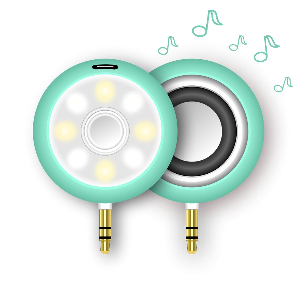2 in 1 Mini 3.5mm Headphone Jack Audio Speaker 8 LED Selfie Fill-in Light Pocket Spotlight Lamp