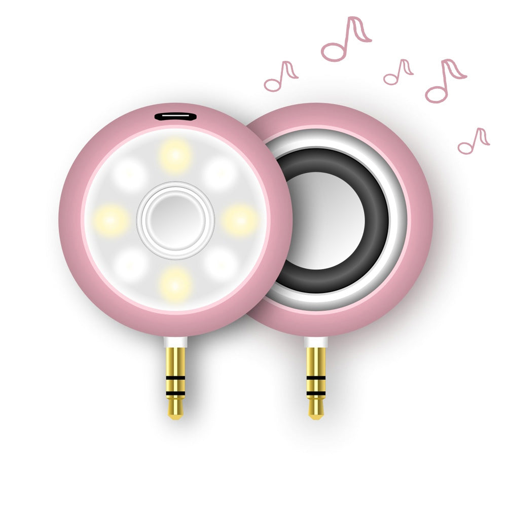 2 in 1 Mini 3.5mm Headphone Jack Audio Speaker 8 LED Selfie Fill-in Light Pocket Spotlight Lamp