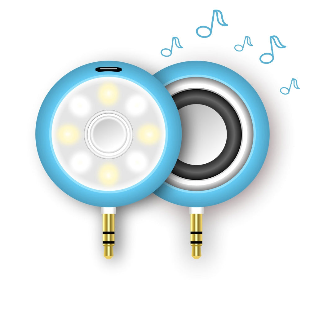 2 in 1 Mini 3.5mm Headphone Jack Audio Speaker 8 LED Selfie Fill-in Light Pocket Spotlight Lamp