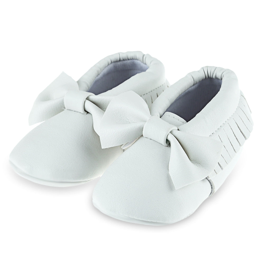 Cute Bowknot Design Tassel Decoration Walking Shoes for Baby Girls