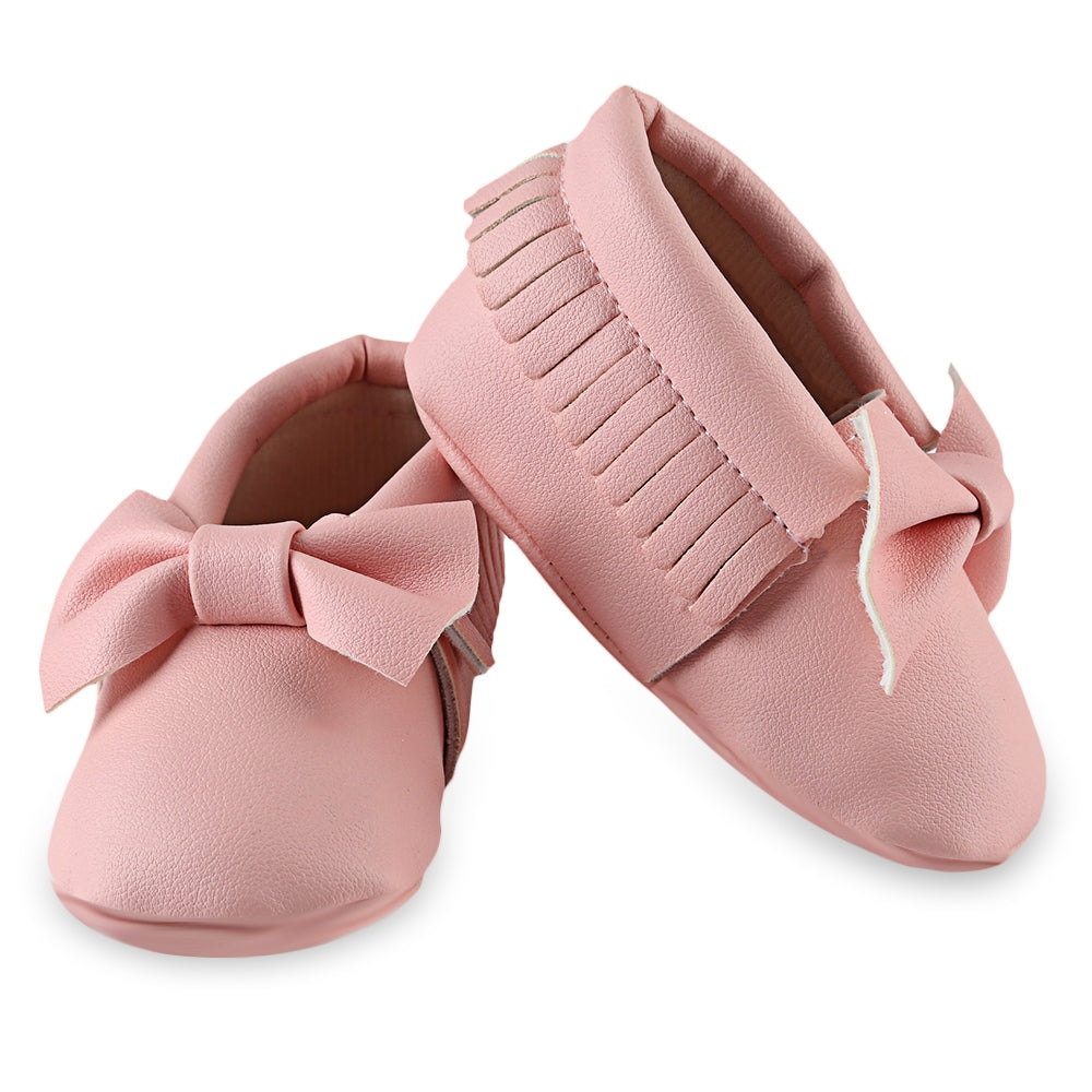 Cute Bowknot Design Tassel Decoration Walking Shoes for Baby Girls