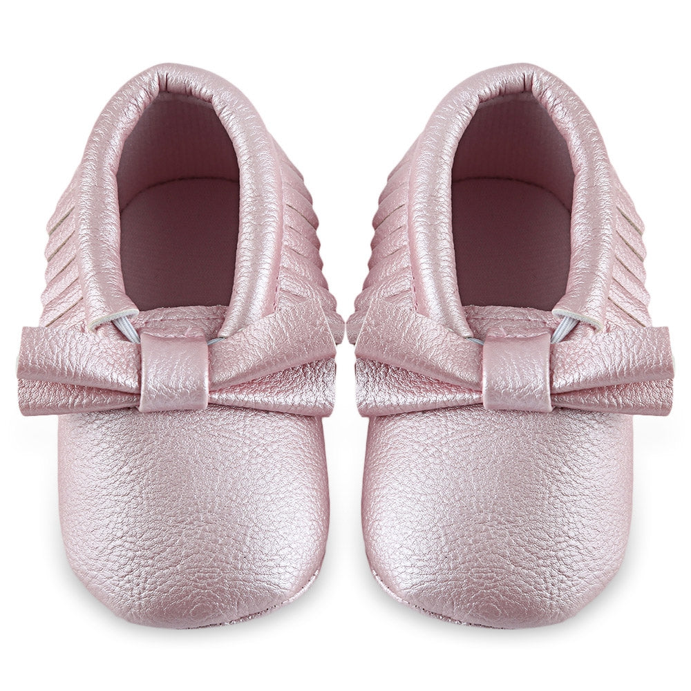 Cute Bowknot Design Tassel Decoration Walking Shoes for Baby Girls