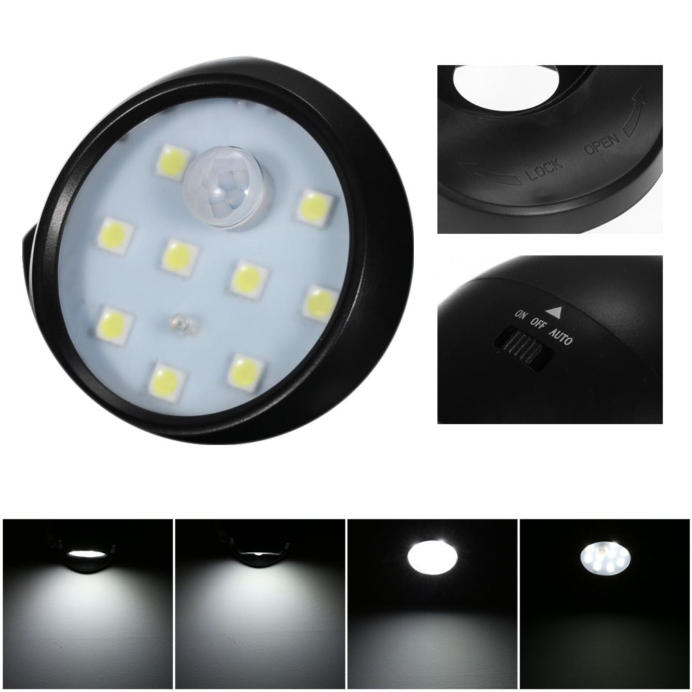 360 Degree Rotation PIR LED Night Light Wall Lamp
