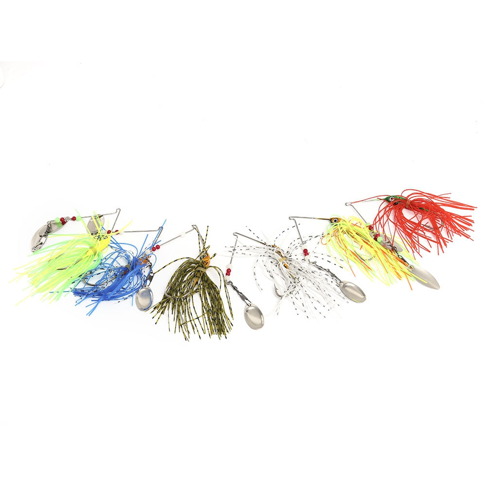 6pcs 6 Colors Fishing Crankbait Tackle Hook Lure Bait with Paillette Beard