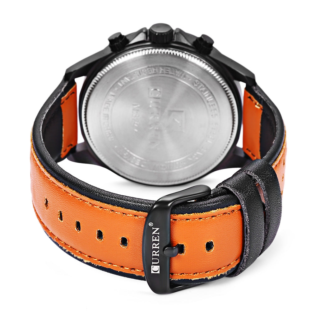 Curren 8244 Male Quartz Watch Chronograph 24 Hours Calendar 3ATM Men Wristwatch