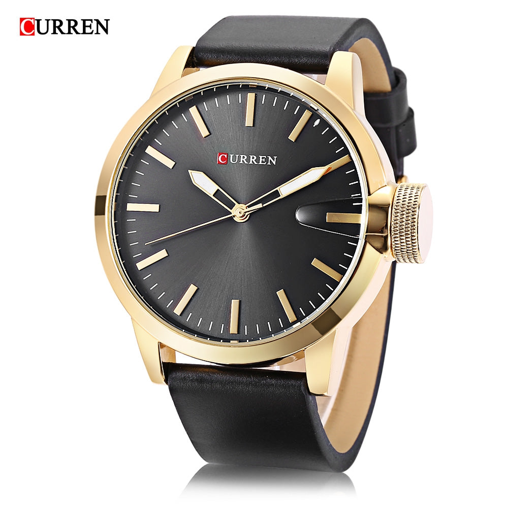 Curren 8208 Male Quartz Watch Luminous Leather Band 3ATM Men Wristwatch