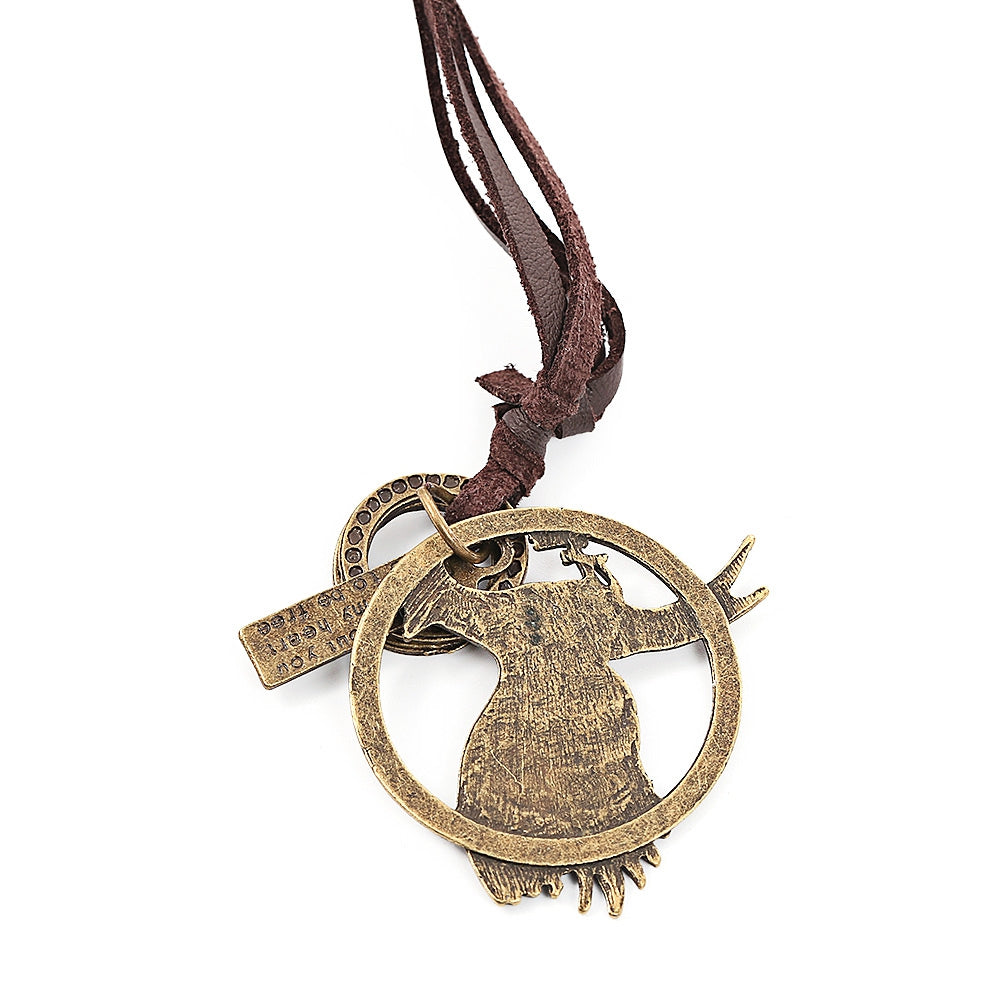 Casual Owl Pattern Adjustable Unisex Leather Necklace