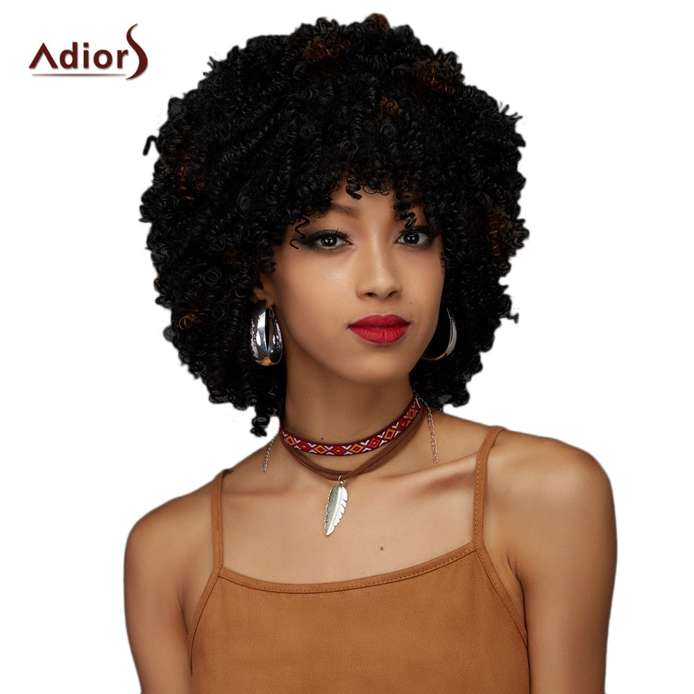 Adiors Short Oblique Bang Towheaded Curly Synthetic Wig
