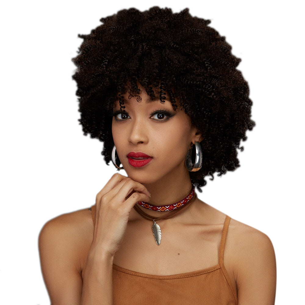 Adiors Short Full Bang Towheaded Curly Synthetic Wig