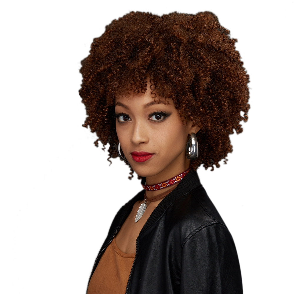 Adiors Short Neat Bang Towheaded Curly Synthetic Wig