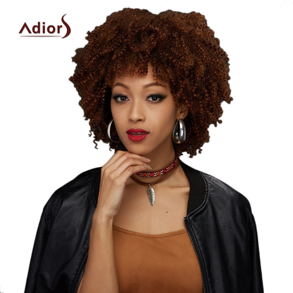 Adiors Short Neat Bang Towheaded Curly Synthetic Wig