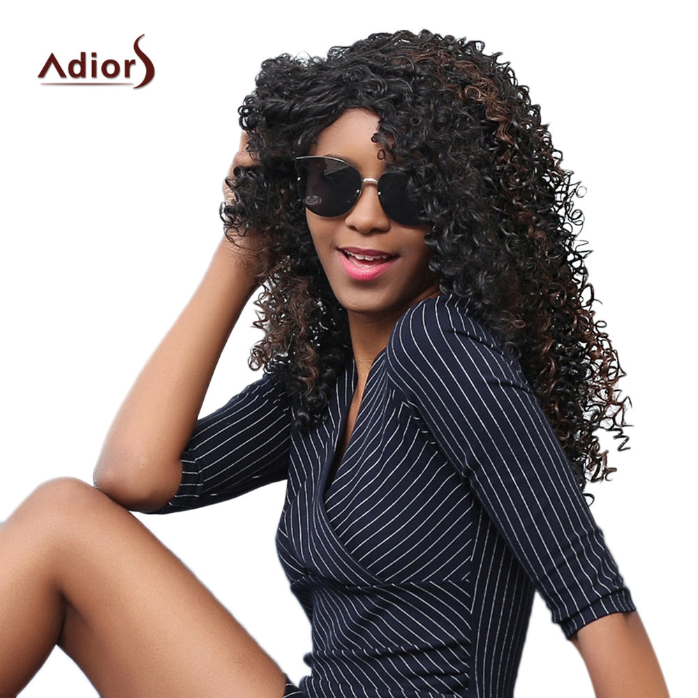 Adiors Long Side Parting Shaggy Afro Curly Synthetic Wig
