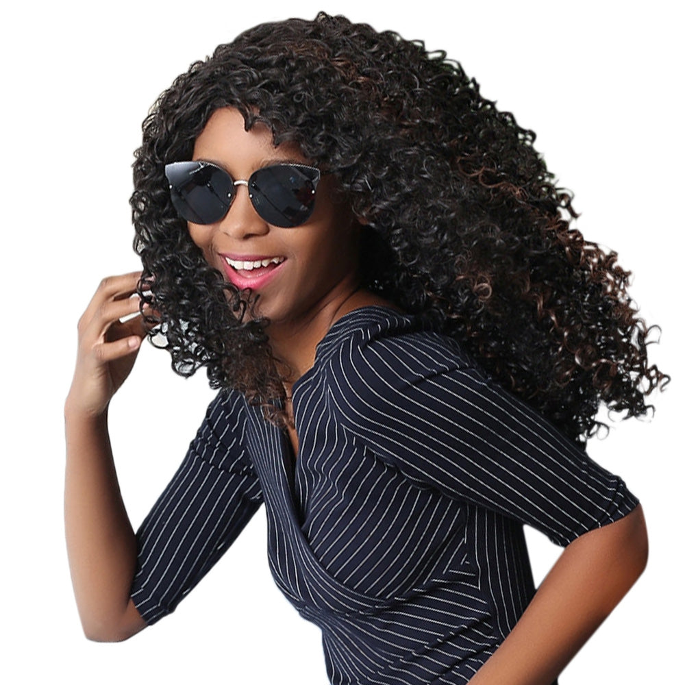 Adiors Long Side Parting Shaggy Afro Curly Synthetic Wig