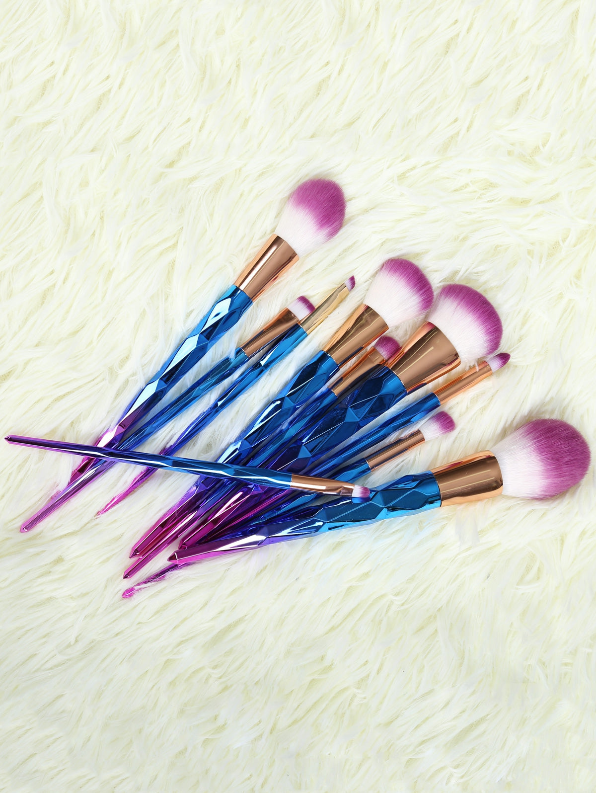 10 Pcs Ombre Fiber Makeup Brushes Set