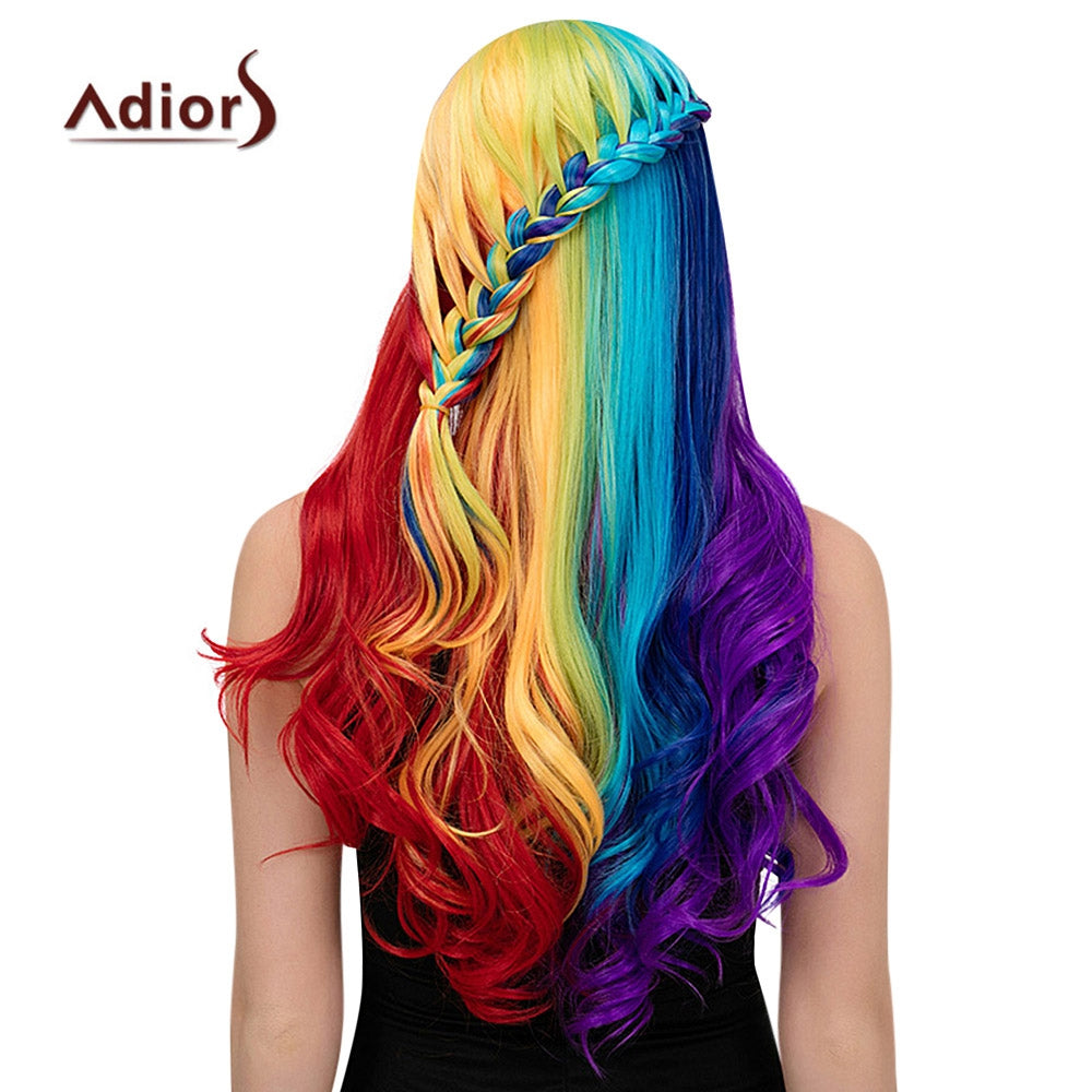 Adiors Long Colorful Centre Parting Side Braided Wavy Synthetic Wig