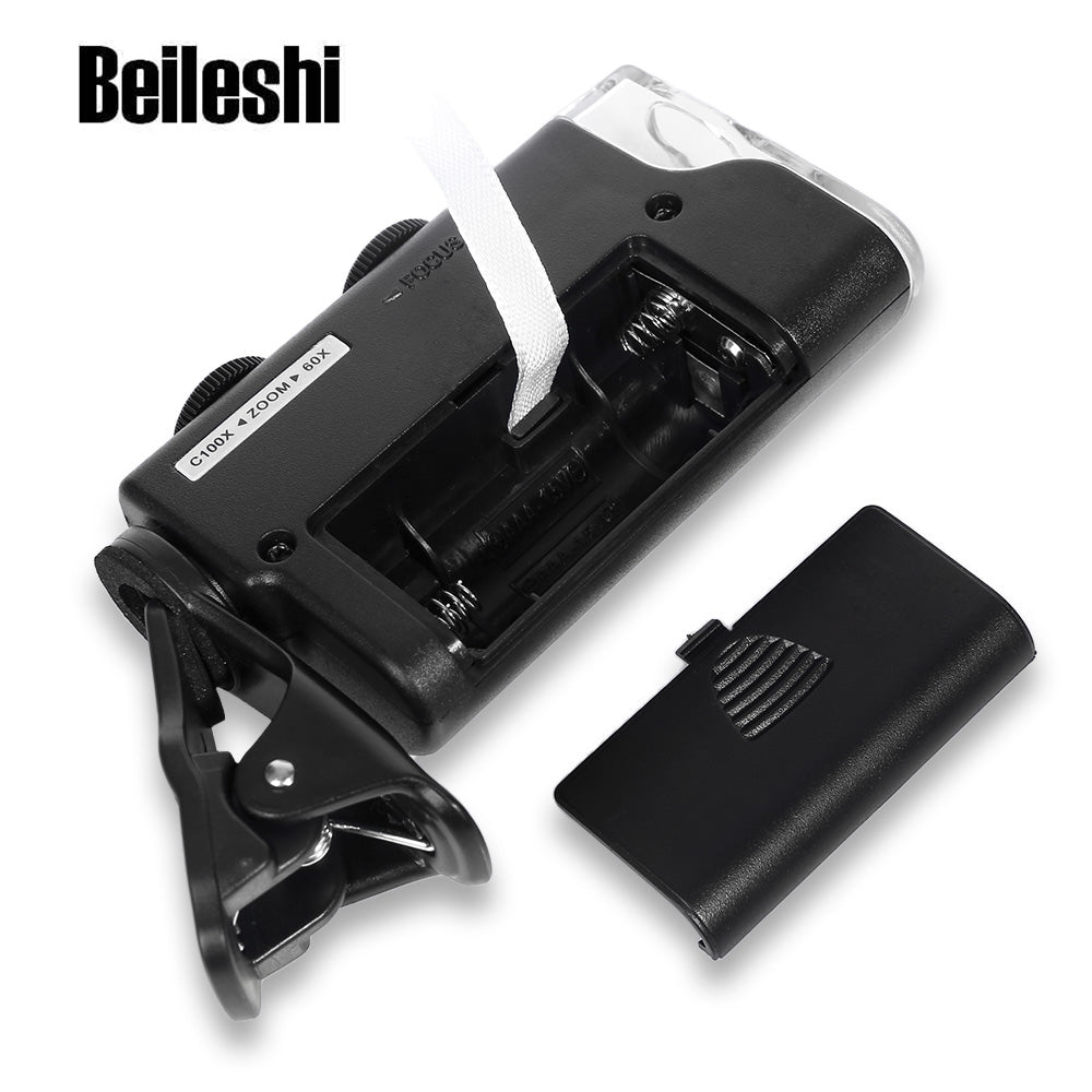 Beileshi 60 - 100X LED Cellphone Clip-on Adjustable Microscope