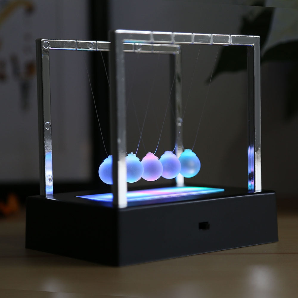 2cm Luminous Ground Glass Pendulum Newton Cradle Balance Ball for Desktop Decoration