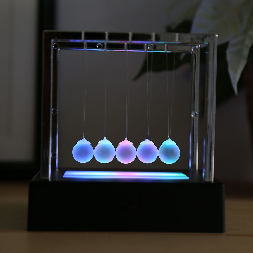 2cm Luminous Ground Glass Pendulum Newton Cradle Balance Ball for Desktop Decoration
