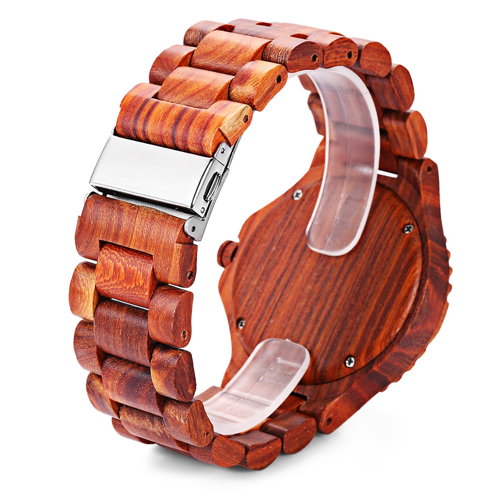 BEWELL ZS - W023A Male Wooden Date Quartz Wrist Watch with Gear Shape Bezel