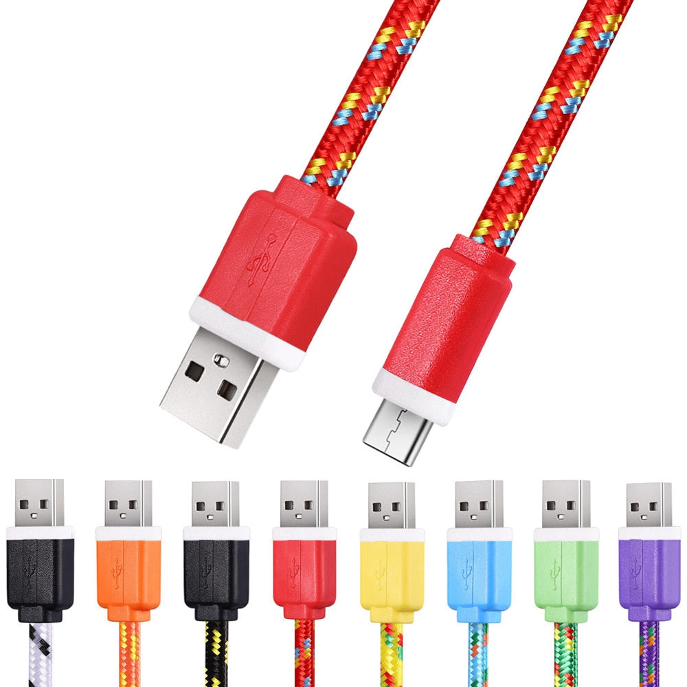 1M Type C Colorful Nylon Braided Type C Transfer Data Sync Cable Charging Cord Line