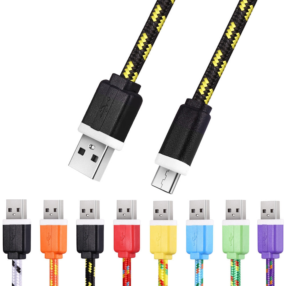 2M Type C Colorful Nylon Braided Type C Transfer Data Sync Cable Charging Cord Line