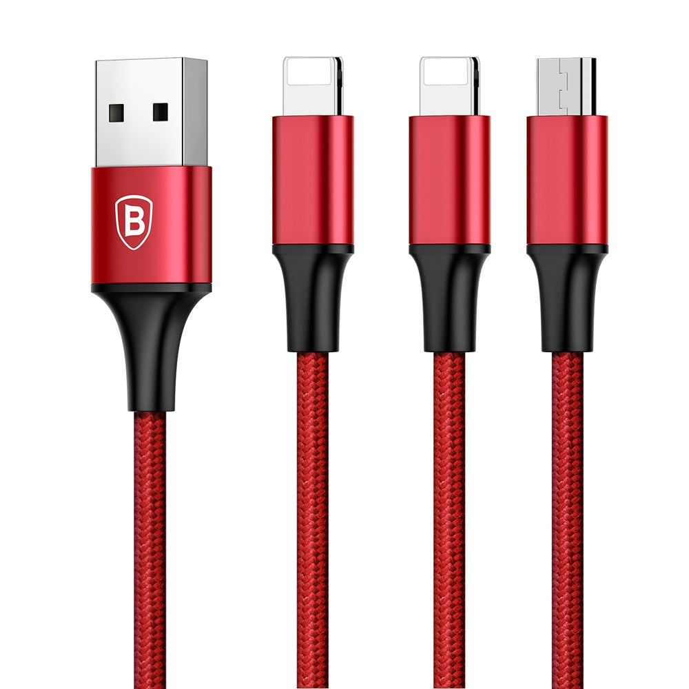 Baseus Rapid Series Micro USB + Dual 8 Pin Data Cable 1.2M