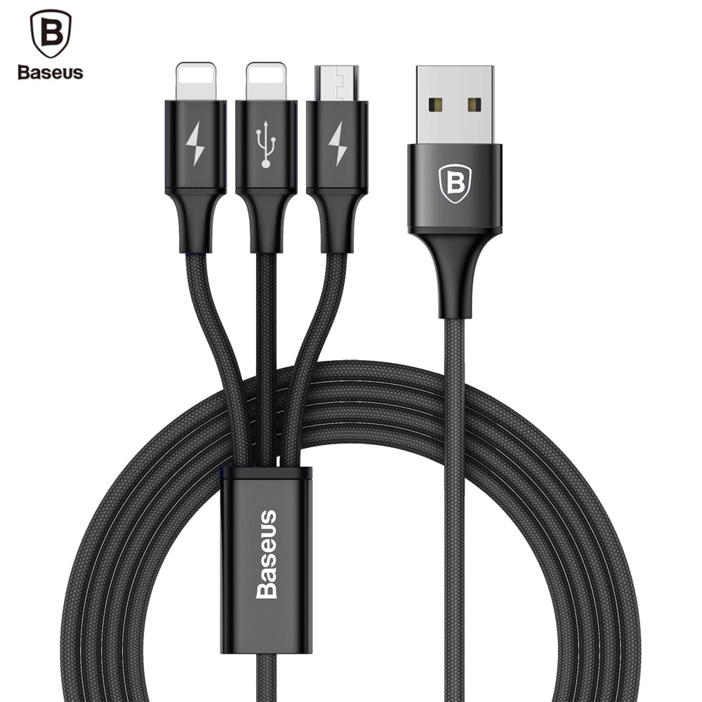 Baseus Rapid Series Micro USB + Dual 8 Pin Data Cable 1.2M