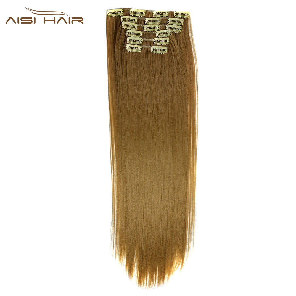 AISI HAIR 16 Clips Heat Resistant Straight Long Hair Extensions