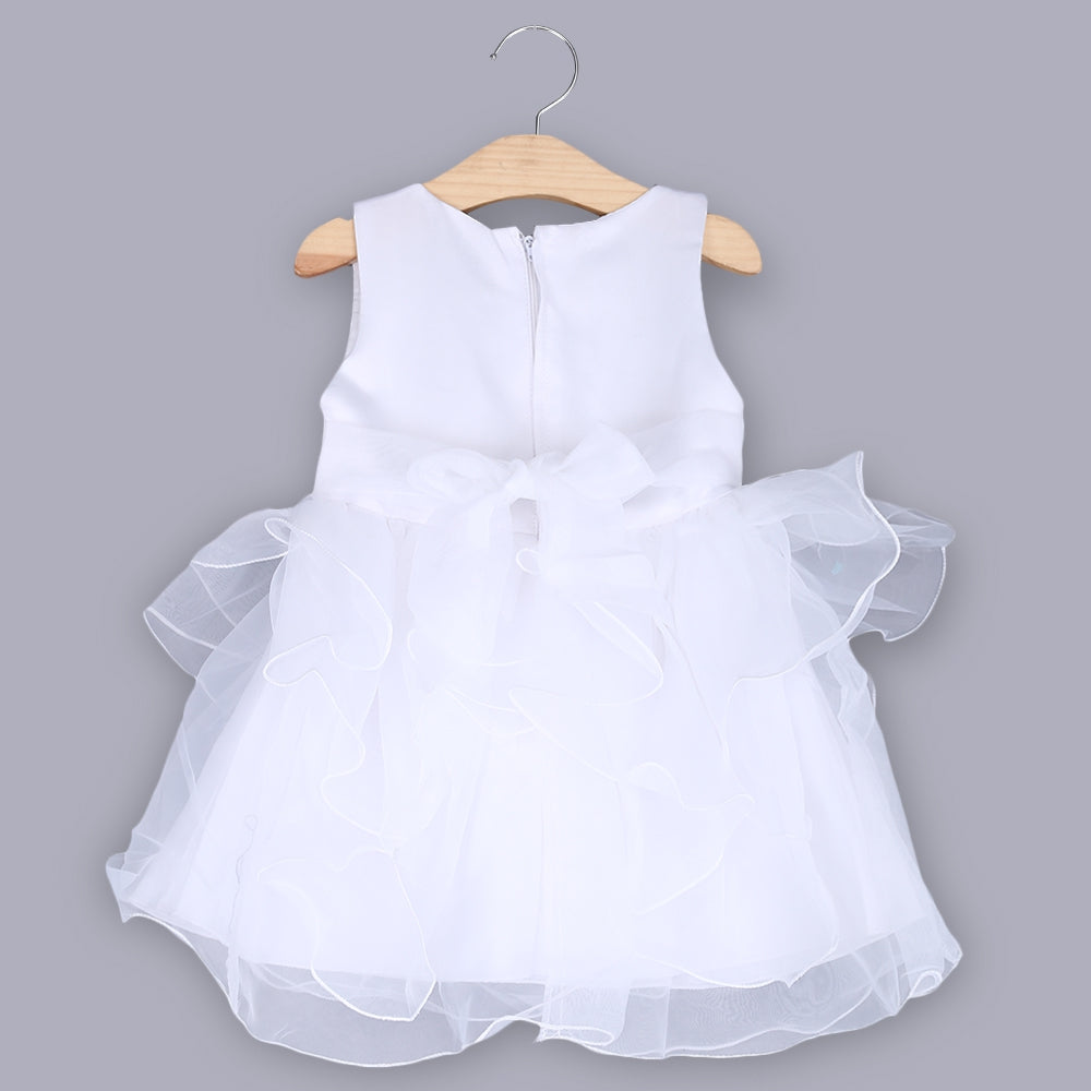 Baihui Girls Sleeveless Ruffle Floral Tulle Princess Wedding Dress