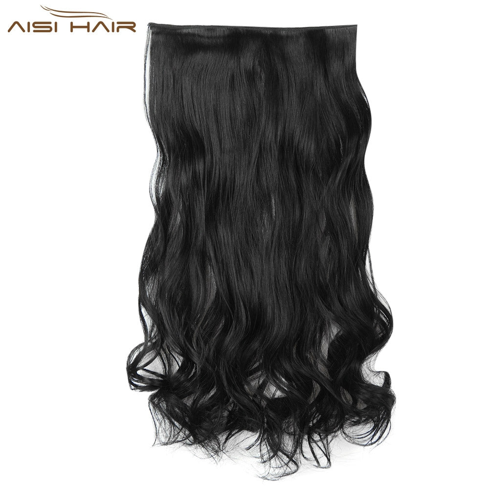 AISI HAIR Fashion Long Curly Synthetic 5 Clips in Wig Extensions